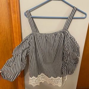 NEVER WORN. Striped off the shoulder Blouse!